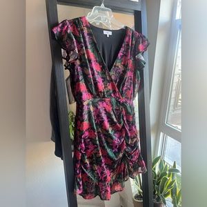 NSR flutter sleeve ruched dress